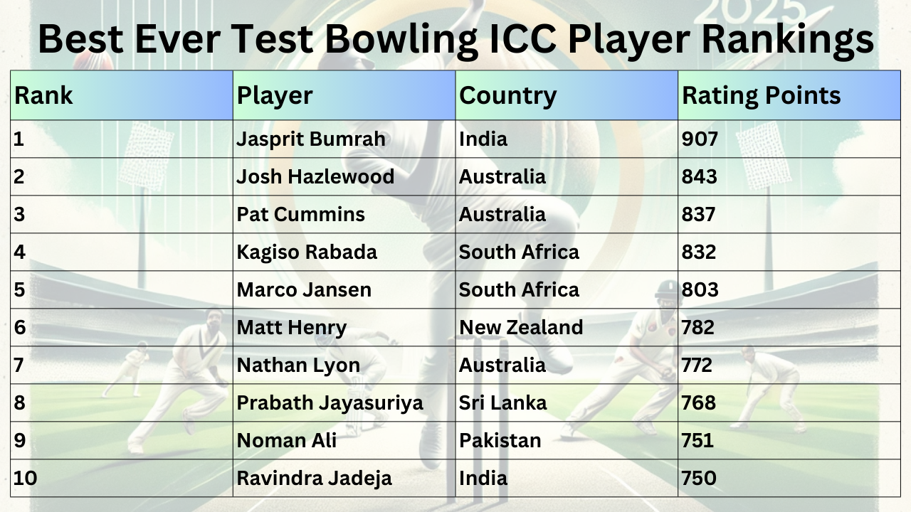 Best Ever Test Bowling ICC Player Rankings