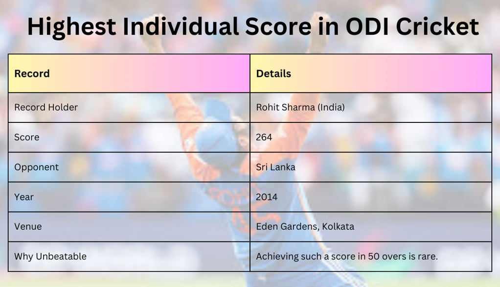 Higheat Individuals Score in ODI Cricket