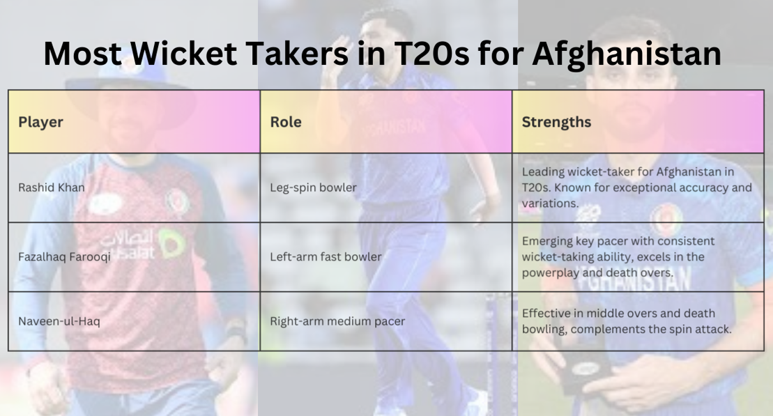 Most Wicket Takers in T20s for Afghanistan